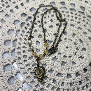 Vintage Heart Pendant & glass beaded Necklace